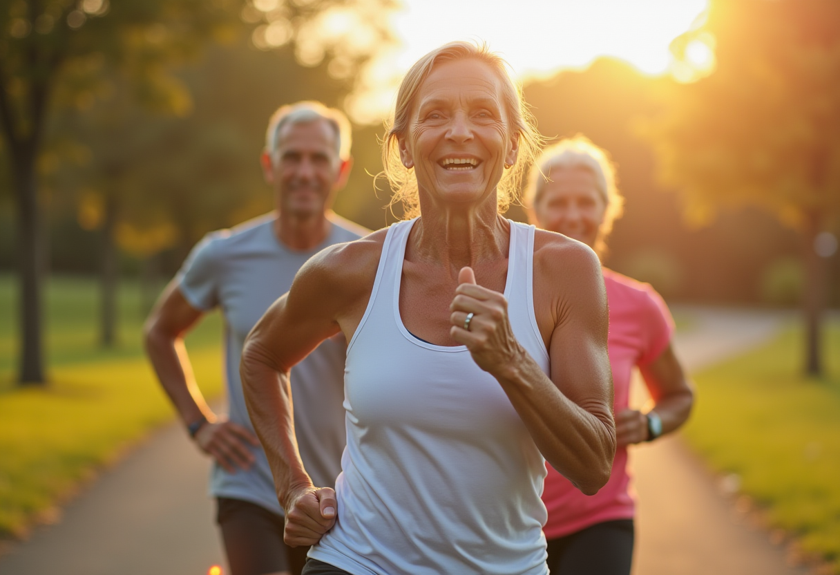 Активні літні люди виконують фітнес-вправи